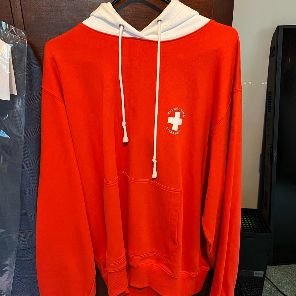“Helmut Saved Me” 2022 hoodie. Bought from Saks. Loose fit.